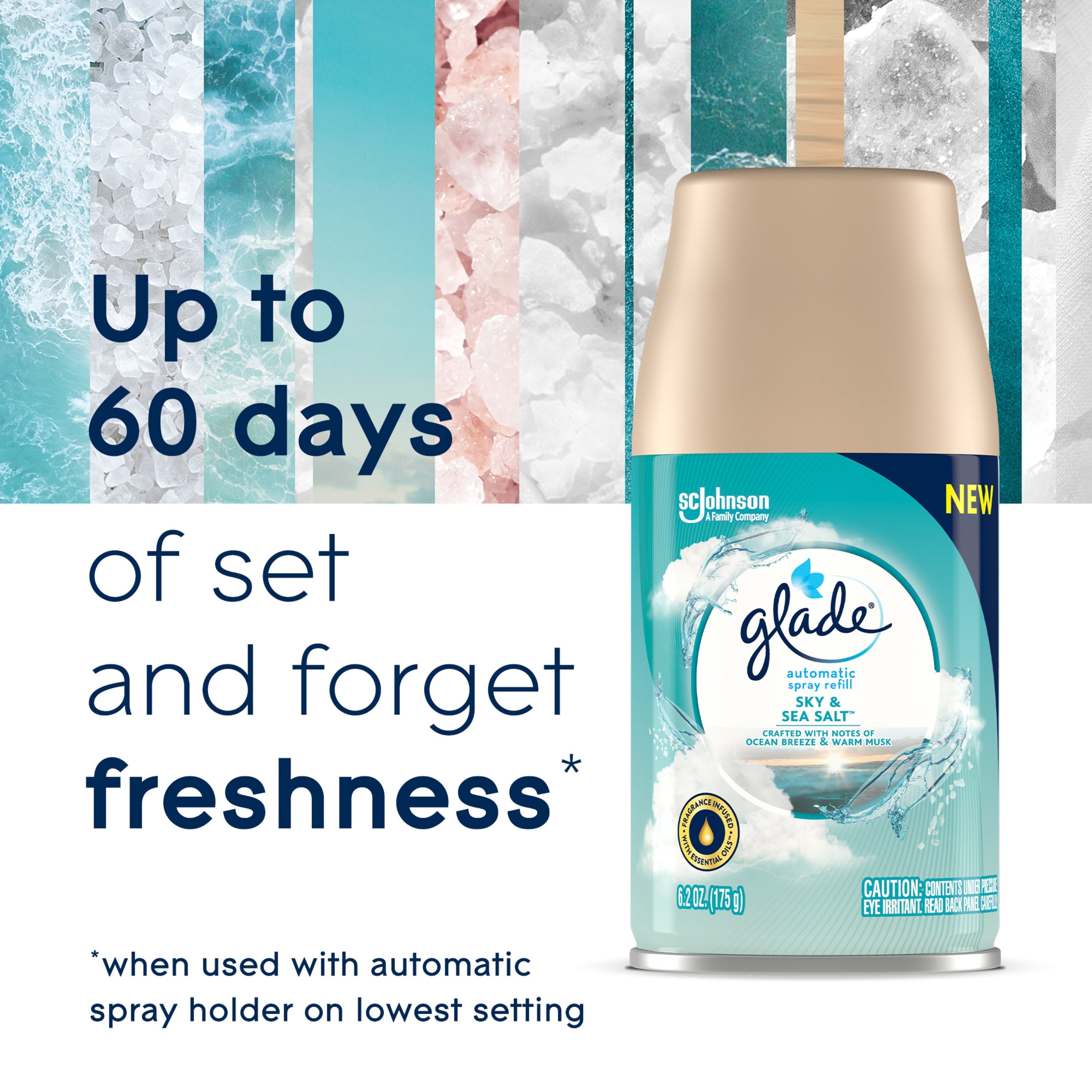 Glade Automatic Spray Refills, Air Freshener, Sky & Sea Salt, 6.2 Oz Each, Pack of 2