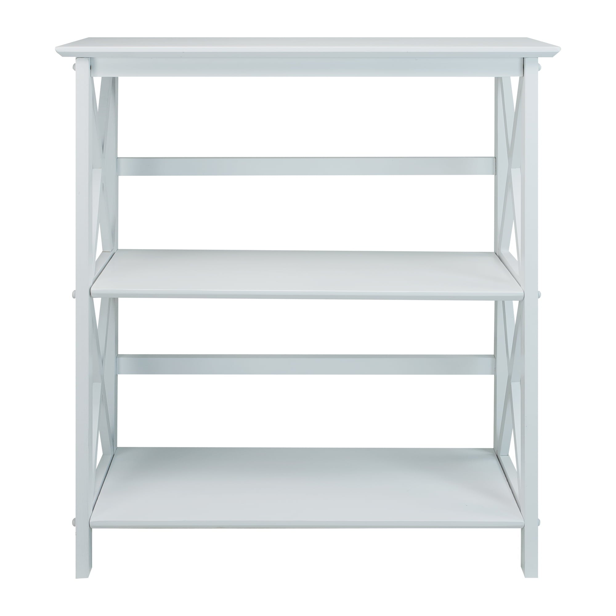 Casual Home Montego Lightweight 3 Tier Open Shelf X Design Wooden Bookcase Office Furniture , Wood (White)