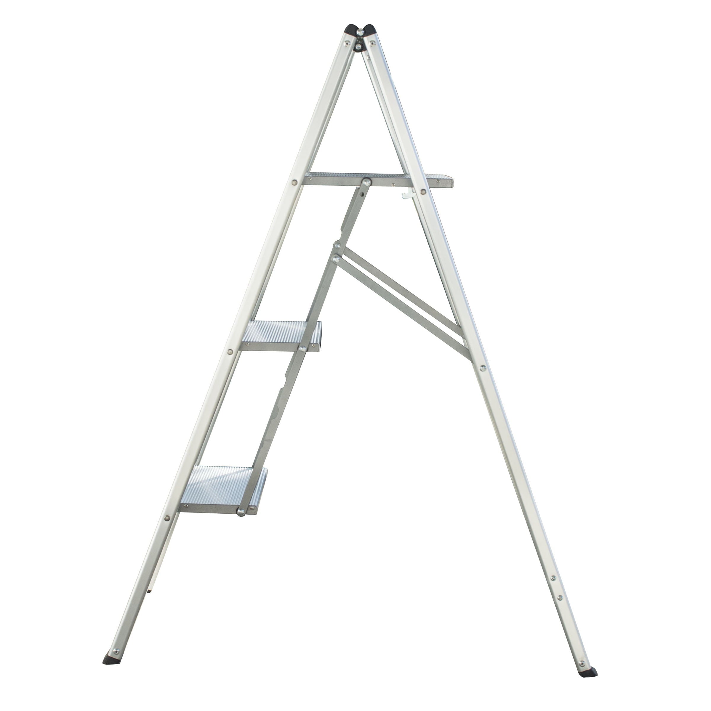 AmeriHome Ultra Slim Aluminum Three Step Folding Utility Step Ladder