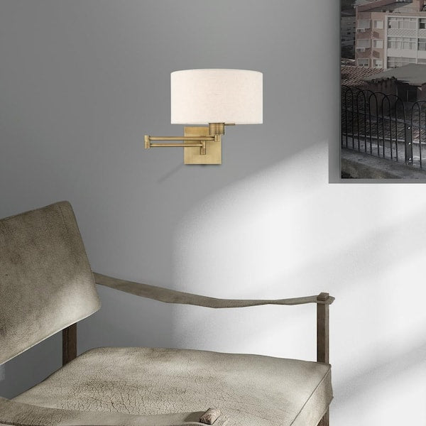 Swing Arm Wall Lamps 1 Light Antique Brass Swing Arm Wall Lamp
