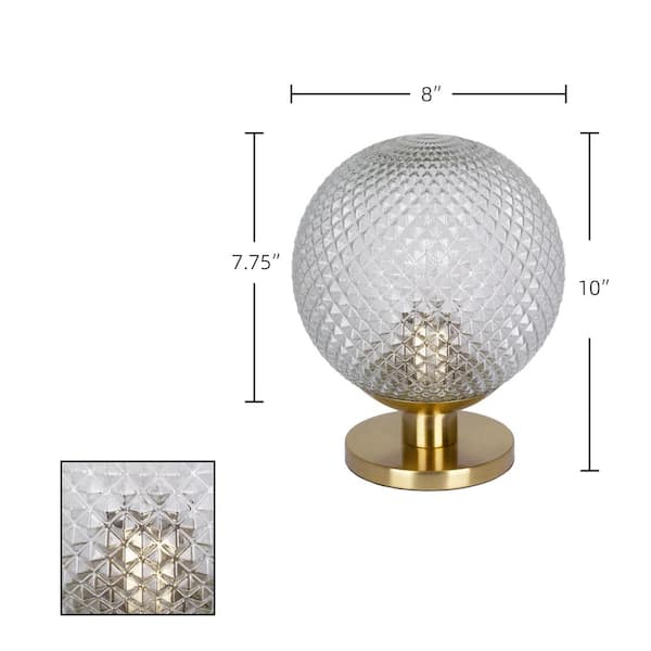 Snocreek 10 in. Brushed Gold 1-Light Uplight Table Lamp with Prismatic Glass Globe Shade