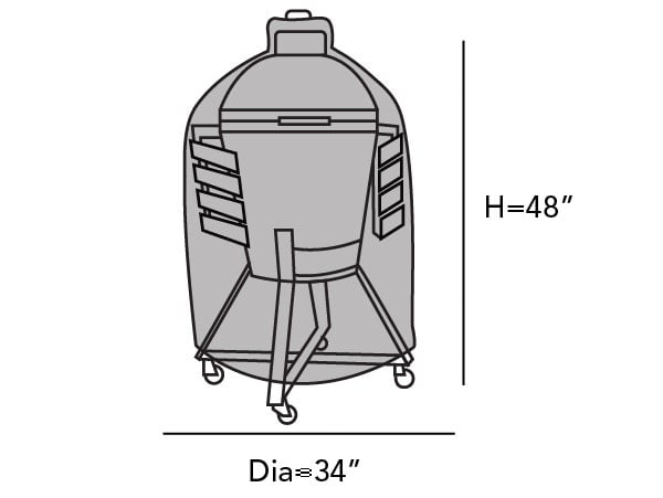Covermates Kamado Full Grill Cover – Weather Resistant Polyester, Elastic Hem, Securing Buckle Strap, Grill and Heating-Khaki