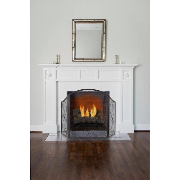 Iris 3-Panel Scroll Fireplace Screen in Black