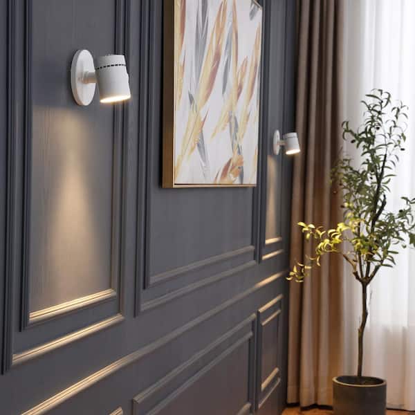 Modern LED Surface Mount Monopoint Sconce Lighting, Adjustable Flush Mount Spot Light Head, White