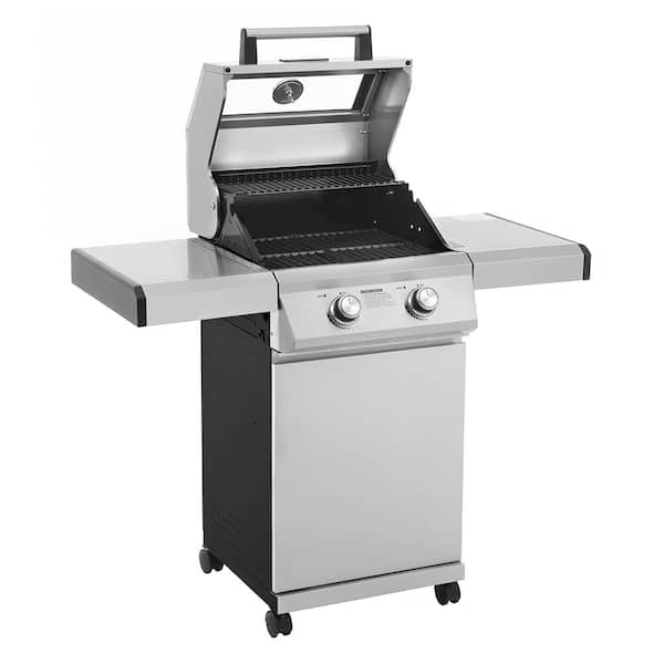2-Burner Propane Gas Grill in Stainless with Clear View Lid and LED Controls