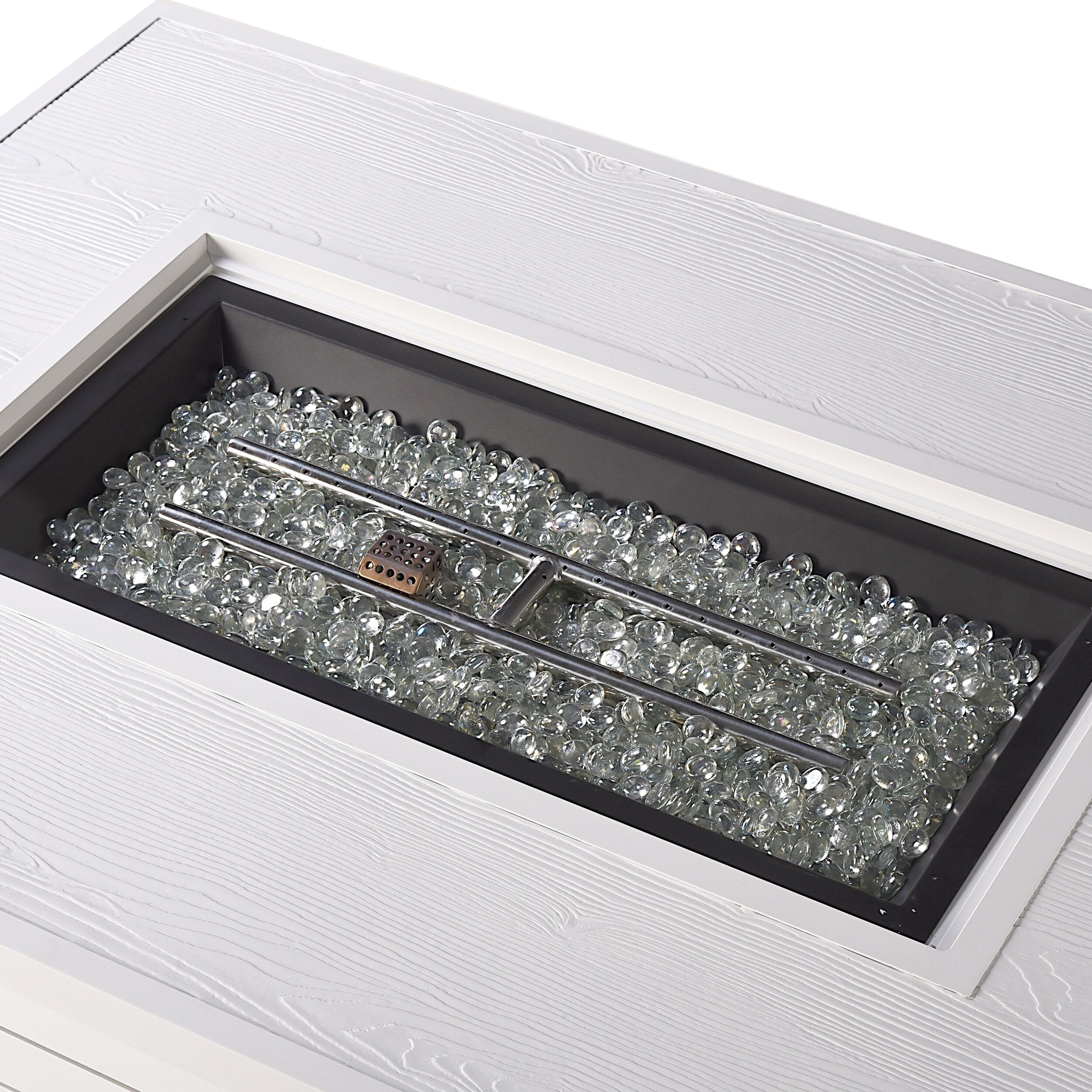 Rectangular 48 in. x 36 in. Aluminum Propane Fire Pit Table, Glass Beads, Two Covers, Lid, 57,000 BTUs - N/A Gold