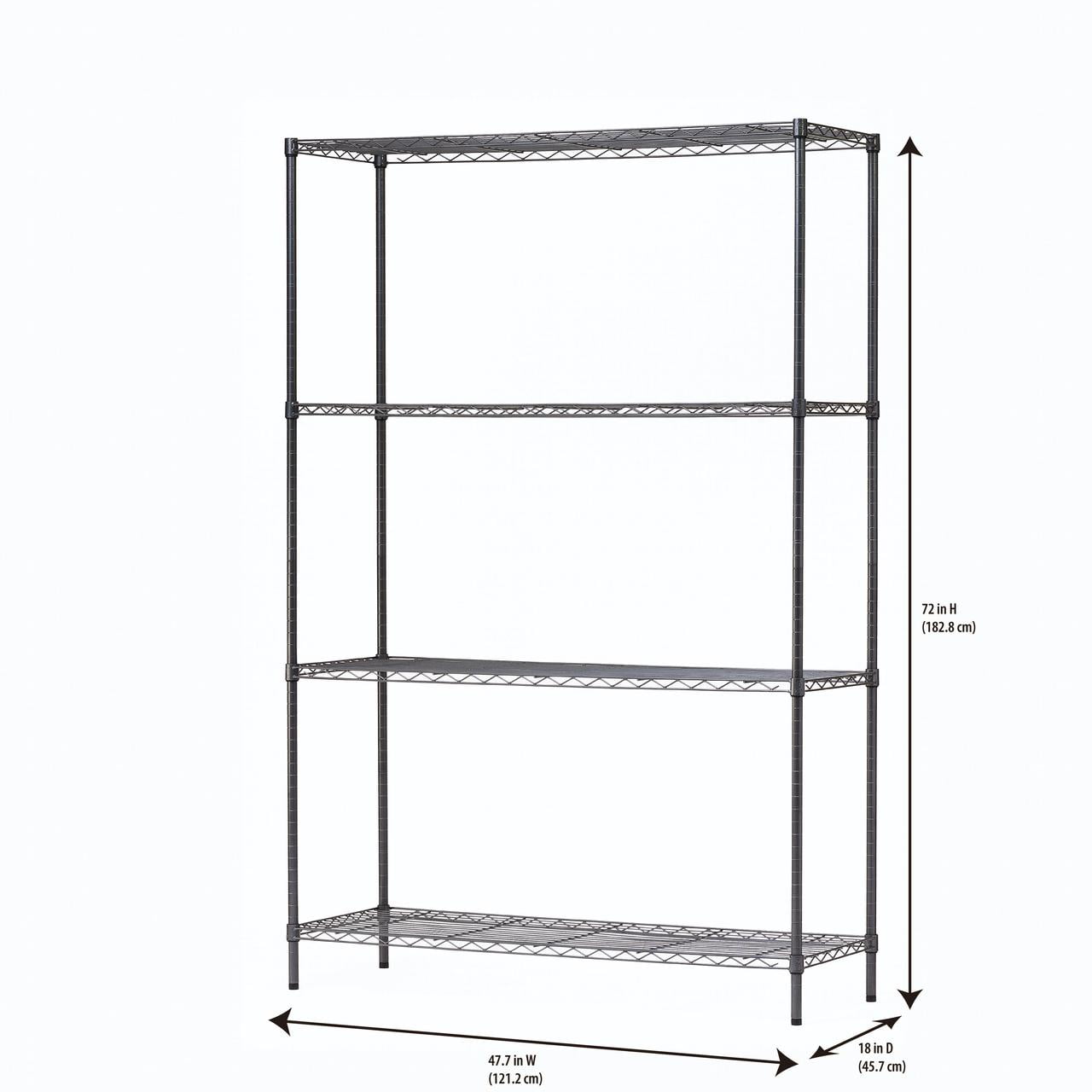 HSS 4 Tier Wire Shelf Unit, Black Anthracite, 18