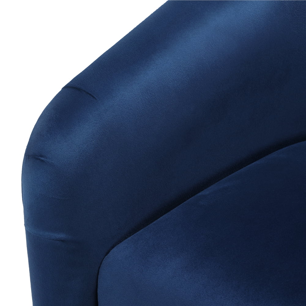 Yaheetech Velvet Upholstered Barrel Chair,Navy Blue