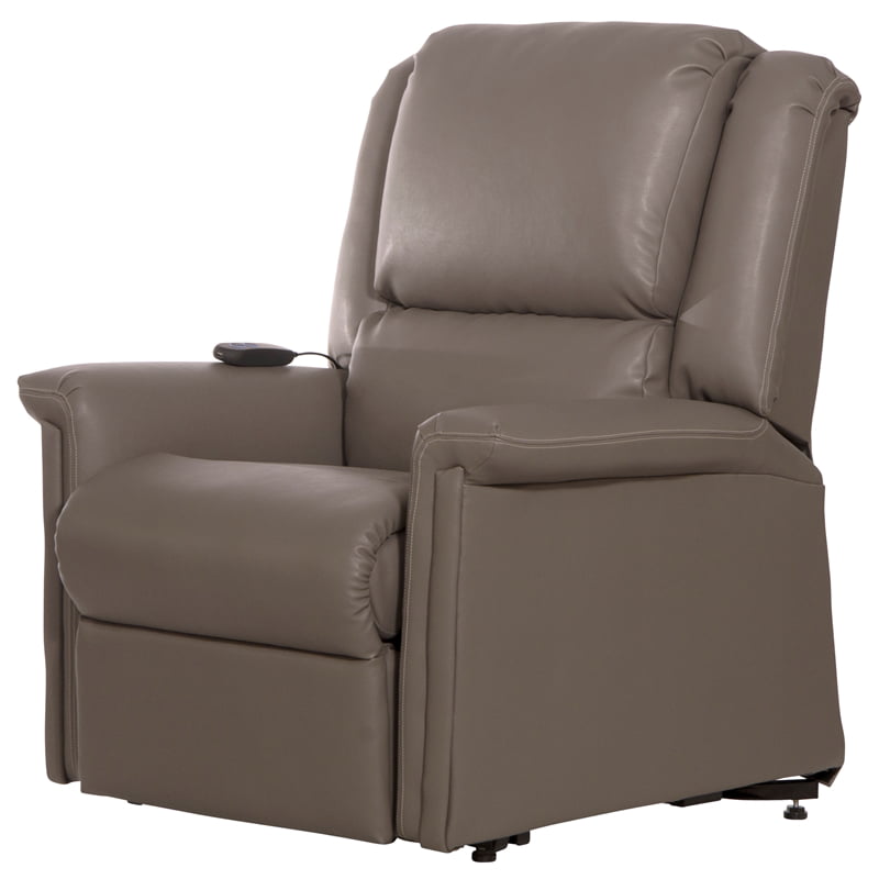Catnapper Hewitt Power Lift Lay-Flat Recliner with Gray Disinfectable PU Fabric