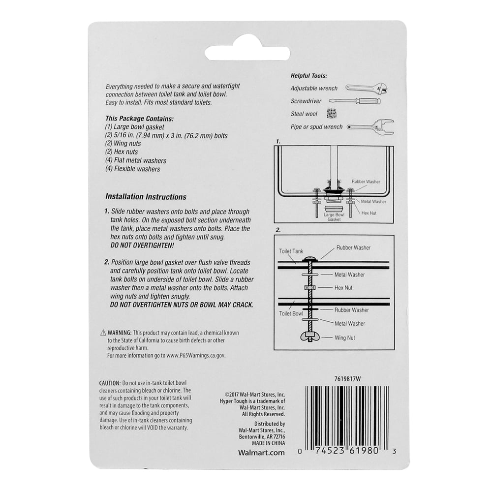 Hyper Tough Toilet Tank to Bowl Bolt and Gasket Kit