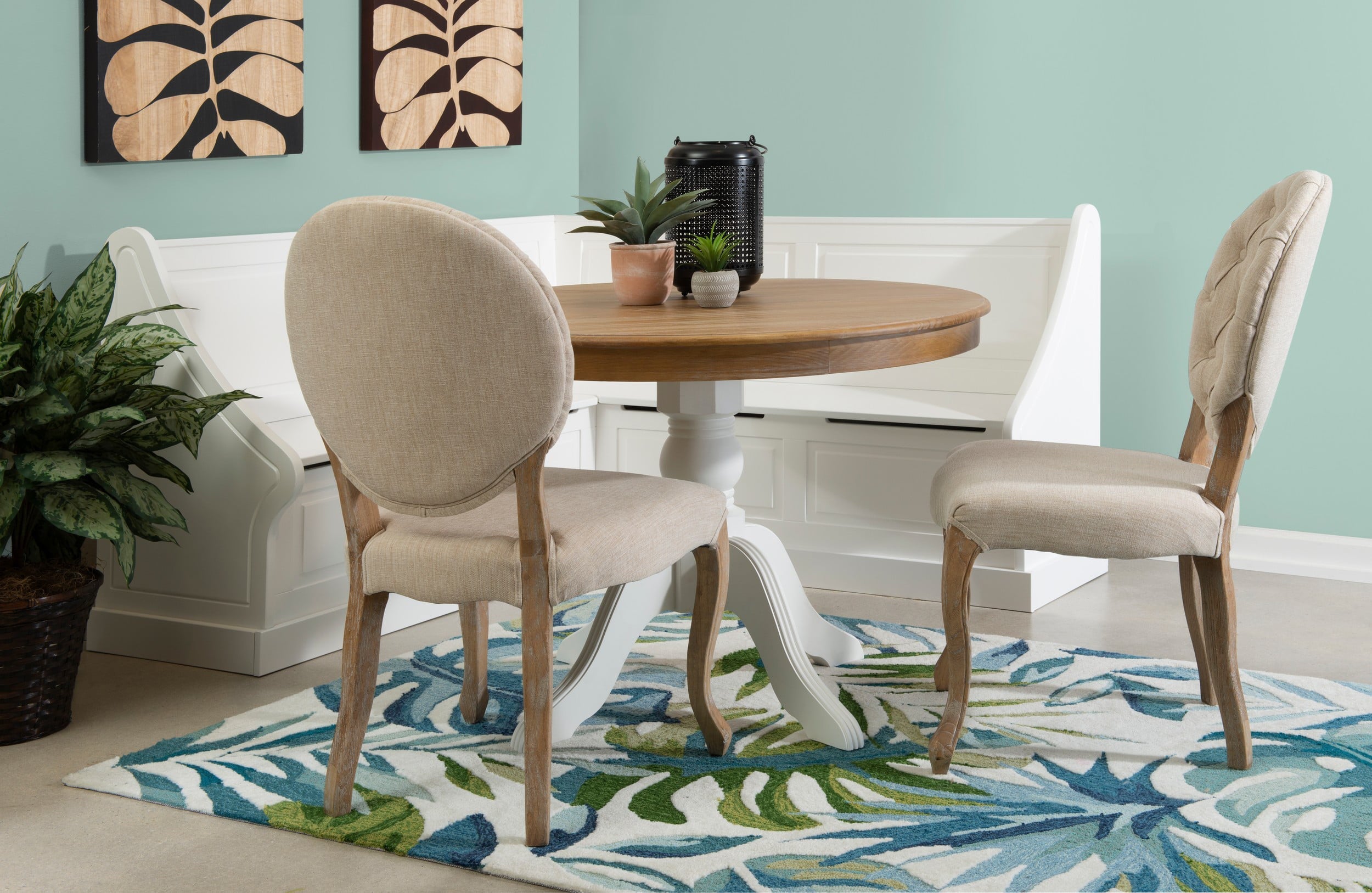 Linon Tobin  Pedestal Dining Table - Natural/White