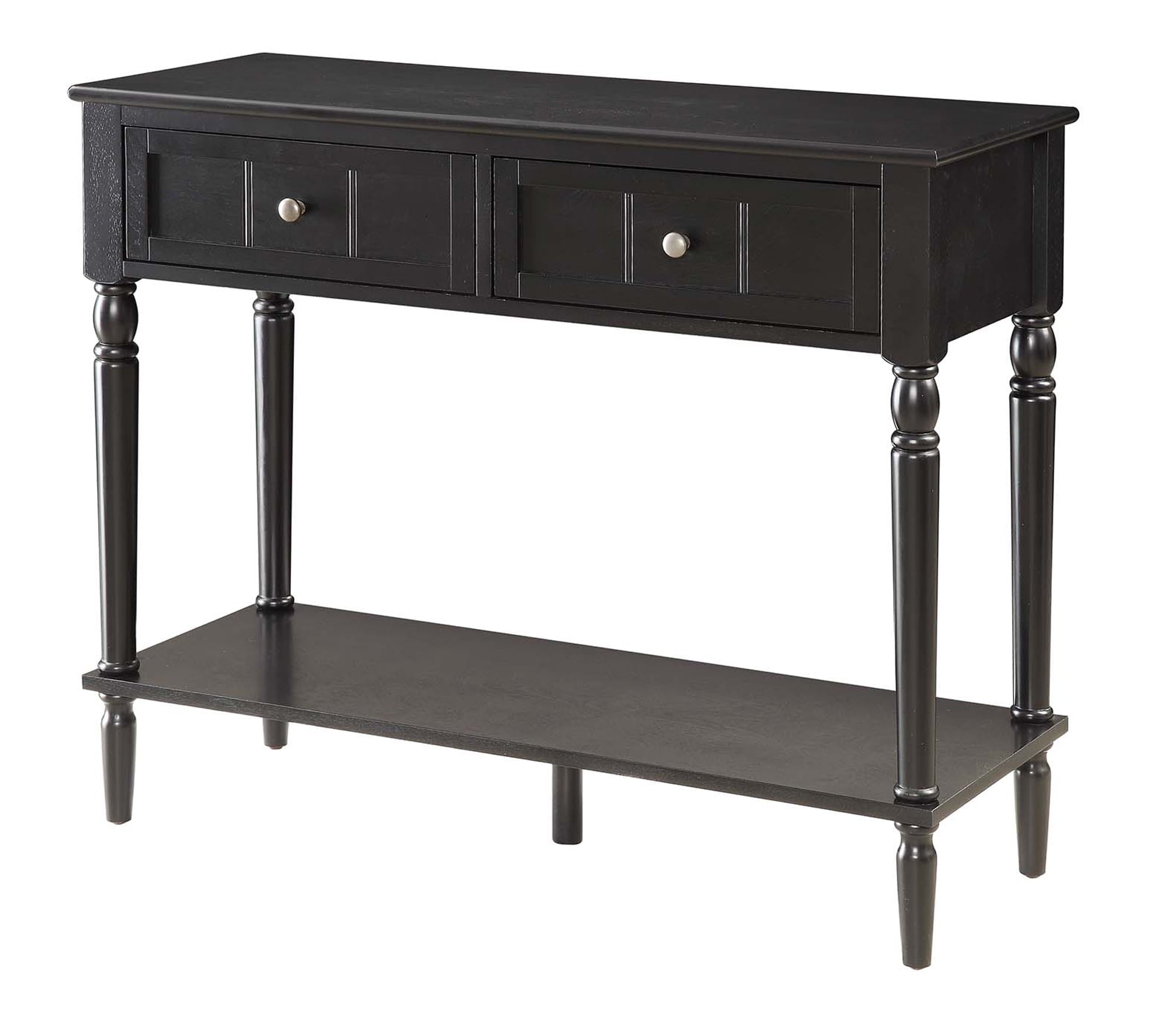 Convenience Concepts French Country 2 Drawer Hall Table with Shelf, Black