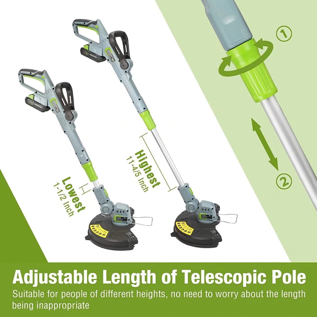 WORKPRO 20V Cordless String Trimmer/Edger, 12-inch, Power Tool with 2Ah Lithium-Ion Battery, 1 Hour Quick Charger, 16.4ft Trimmer Line Included