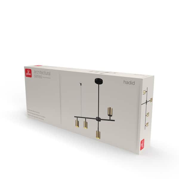 2.3 ft. Matte Black and Brass Adjustable Height Hard Wired Track Lighting Kit with Pivoting Shades, Step Heads