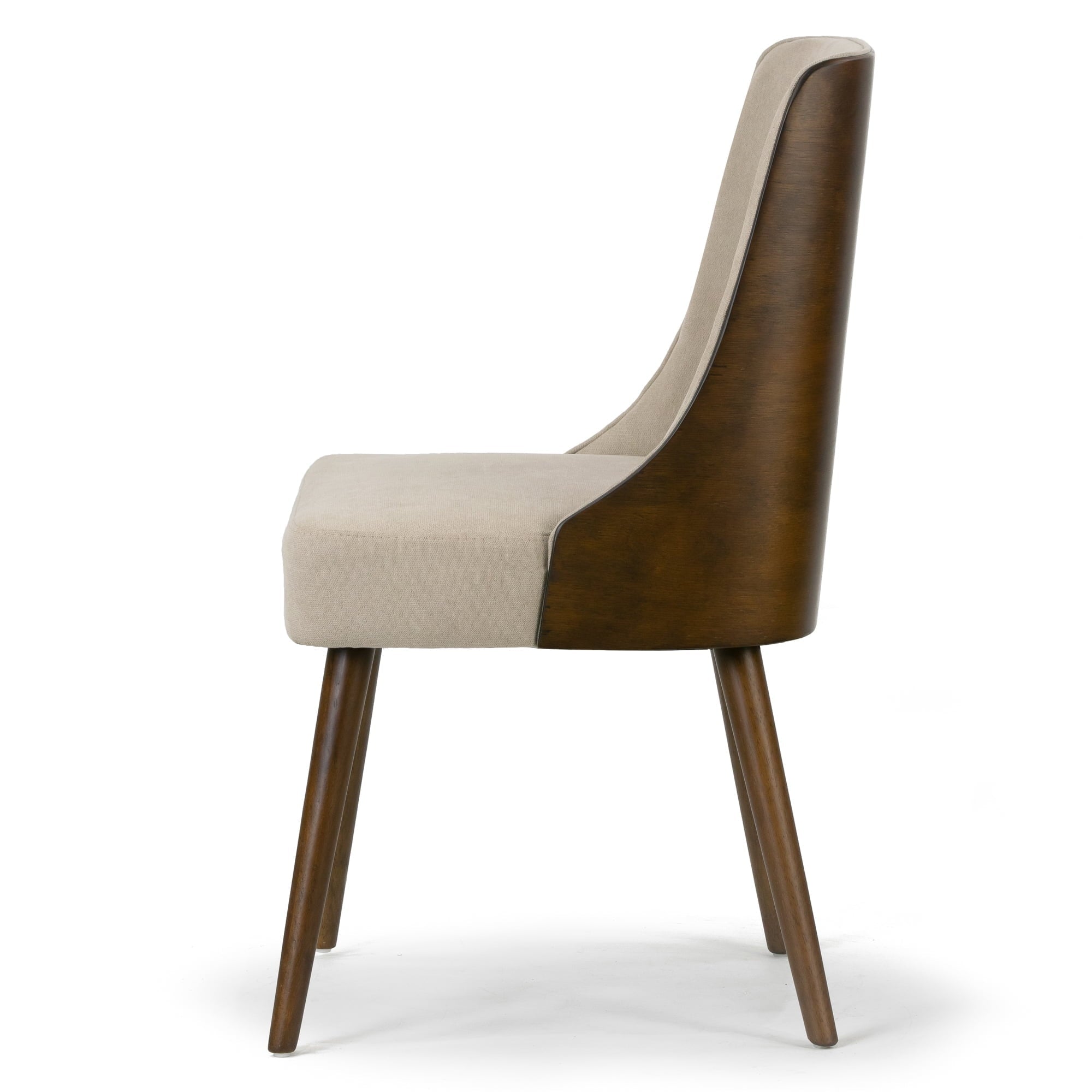 Glamour Home Set of 2 Asma Beige Fabric Chair with Dark Brown Bentwood Back and Solid Wood Legs