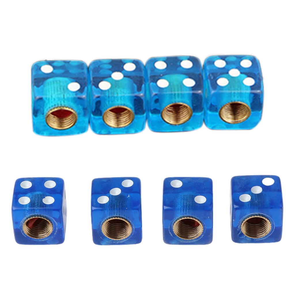 4pcs Dice Shape Car Truck Wheel Tire Air Valve Stem Cover Dust Cap