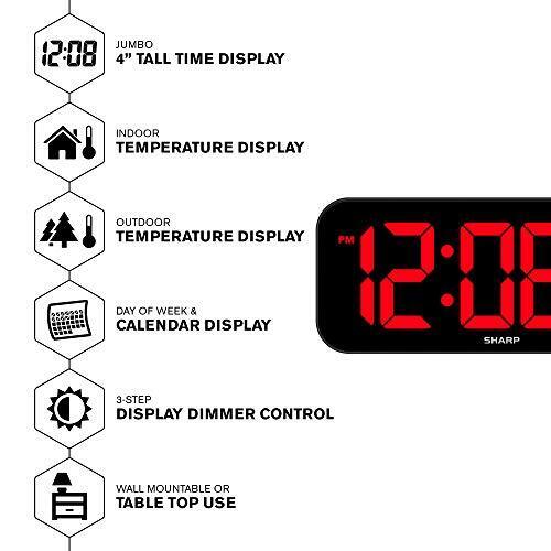 Large Oversized Screen LED Clock with Outdoor/Indoor Temperature with Outdoor...