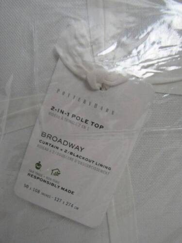 Pottery Barn Broadway Blackout Curtains-Set of 2, 50" x 108" White NWT....