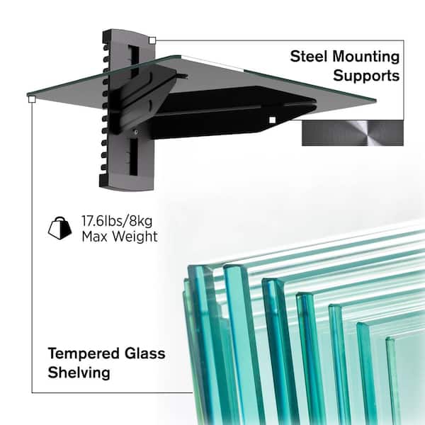 Heavy-Duty Tempered Glass AV Wall Shelf