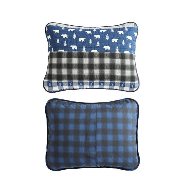 Blue Creek 3-Piece Navy Blue Plaid Cotton Full/Queen Quilt Set