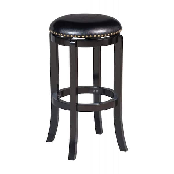 Cordova 29 in. Black Swivel Cushioned Bar Stool