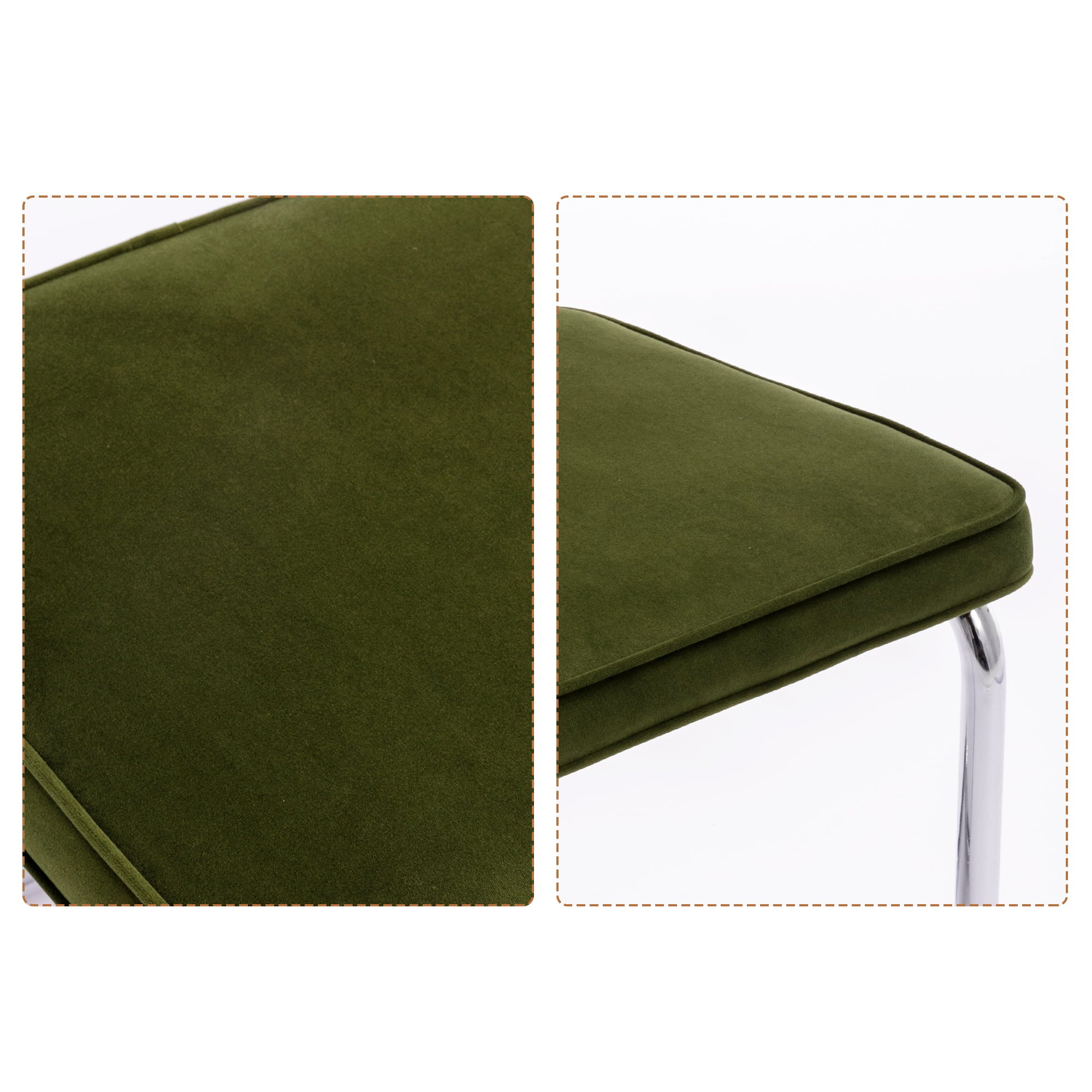 Zesthouse Rattan Dining Chairs Set of 2, Velvet Upholstered Side Chairs with Cane Back and Chrome Legs, Mid-Century Modern Dining Living Room Kitchen Chairs, Green