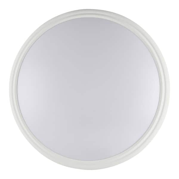 14 in. Light White and Matte Black Adjustable CCT Integrated LED Flush Mount with Interchangeable Trim
