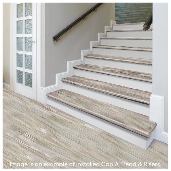 Larkmead Oak/Moonstone/Pelican Gray 47in.L x 12.15in.W x 2.28in.T Laminate Stair Tread and Reversible Riser Kit Adhesive