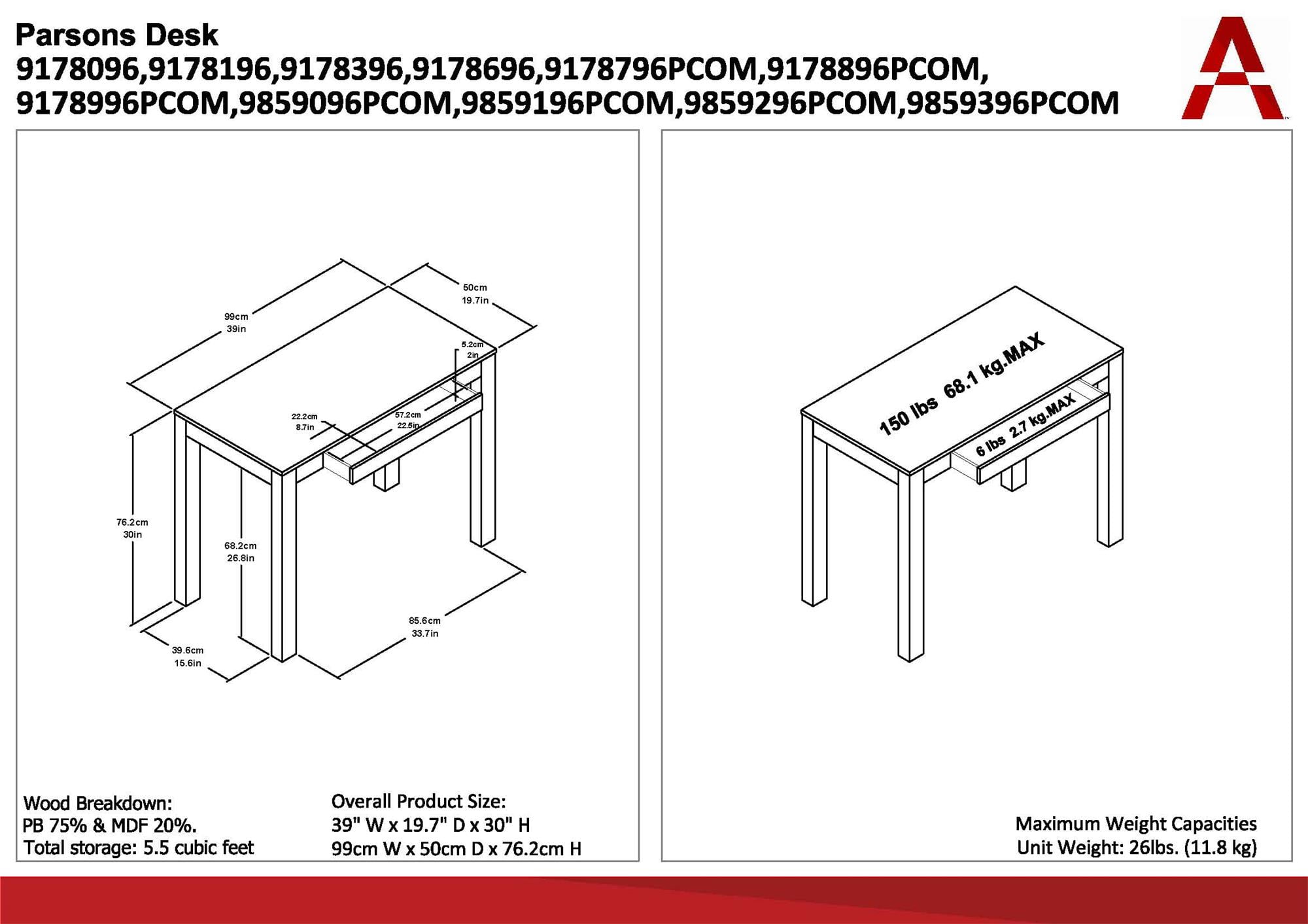 Ameriwood Home Glyndon Computer Desk with Drawer, Espresso