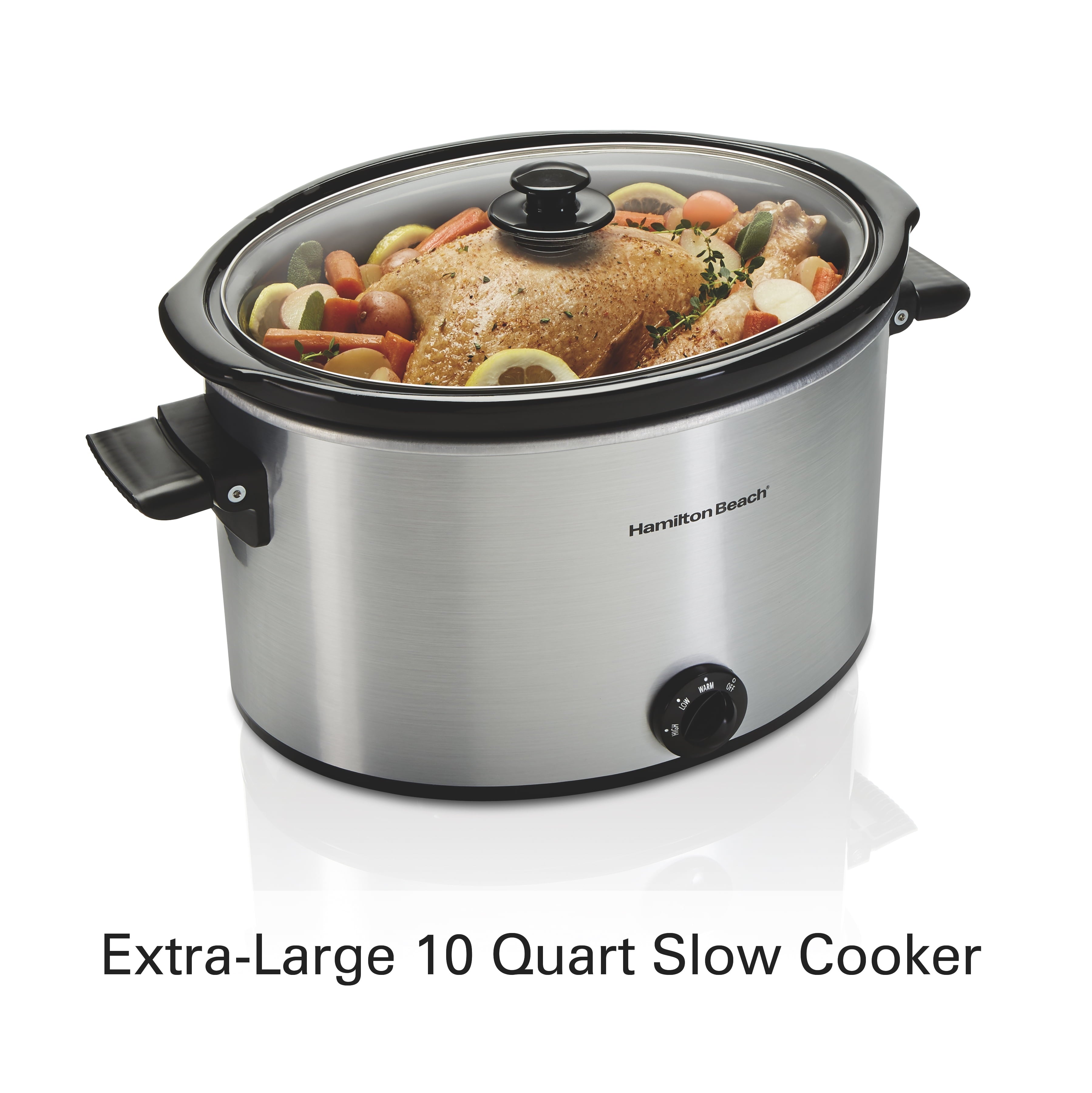 Hamilton Beach Slow Cooker, 10 Quart Capacity, Extra-Large, Removable Crock, Silver, 33190