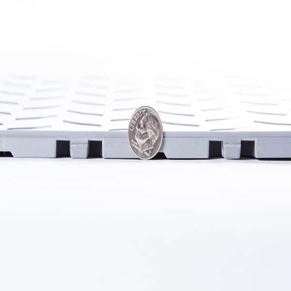 FlooringInc Silver Vented 12 in. W x 12 in. L x 3/8 in. T Polypropylene Garage Flooring Tiles (52 Tiles/52 sq.ft.)