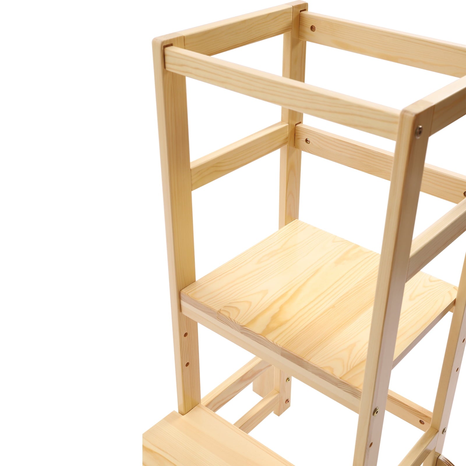 Kitchen Step Stool with Safety Rails Natural