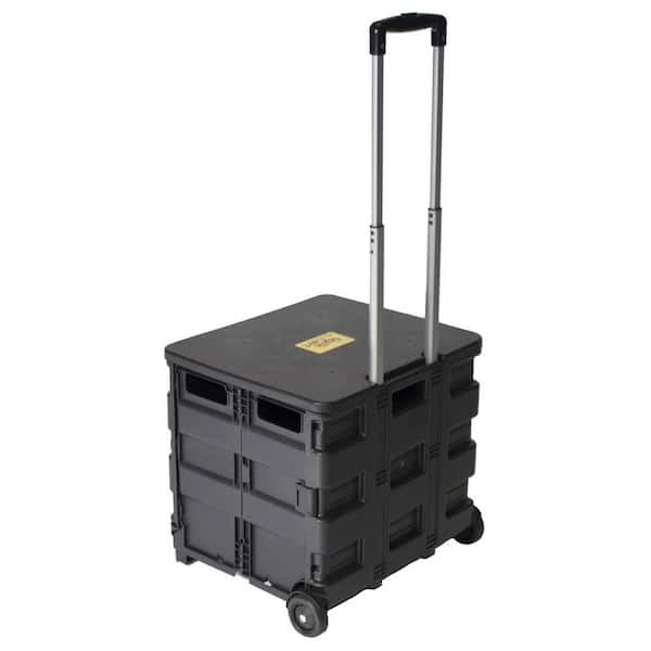 Quik Cart Wheeled Collapsible Handcart with Black Lid Seat Stool