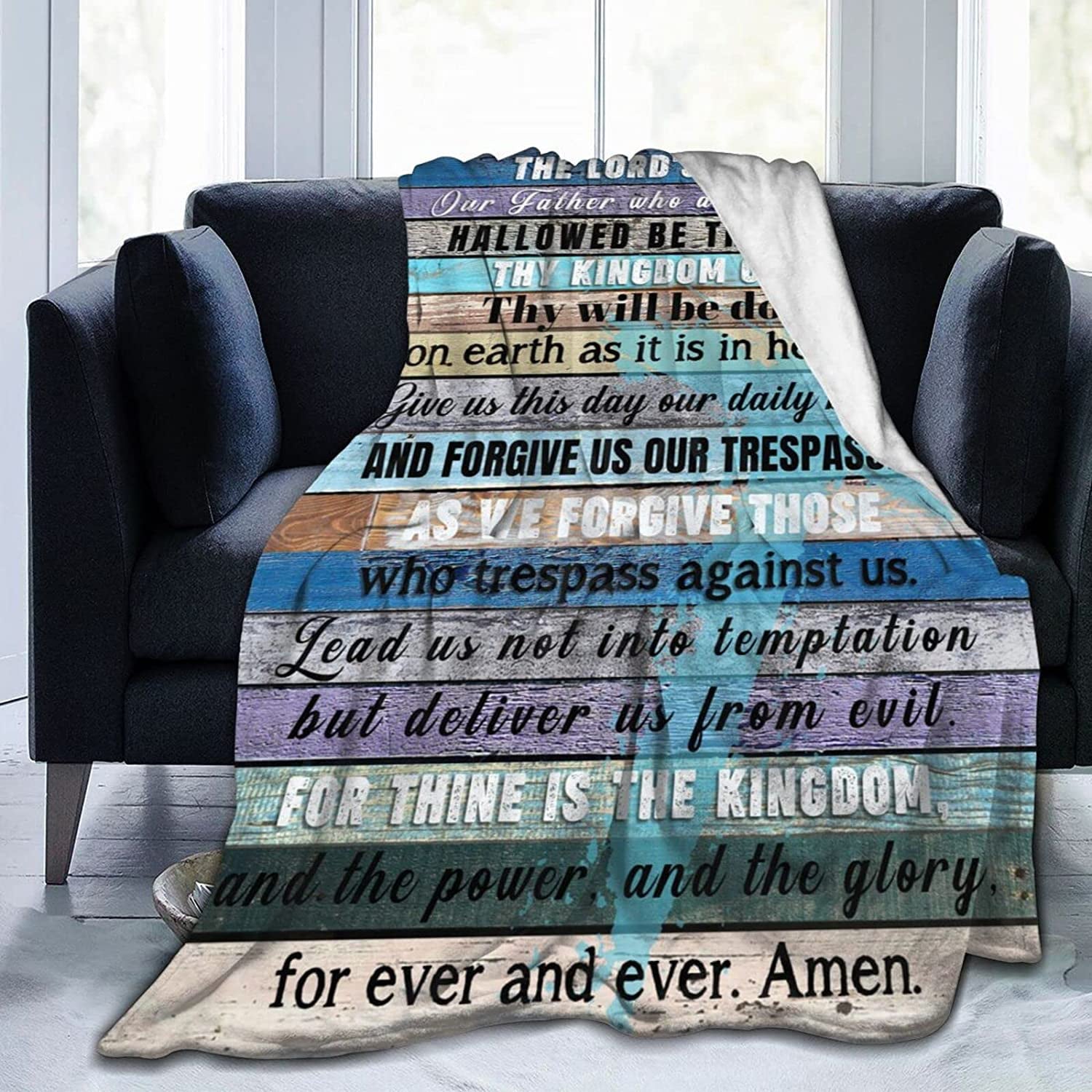 The Lords of Prayer Blanket Bible Verse Blankets Christian Lord''s of Prayer Religious Throw Throws for Couch Sofa Bed Warm Gifts 50X60 Inch