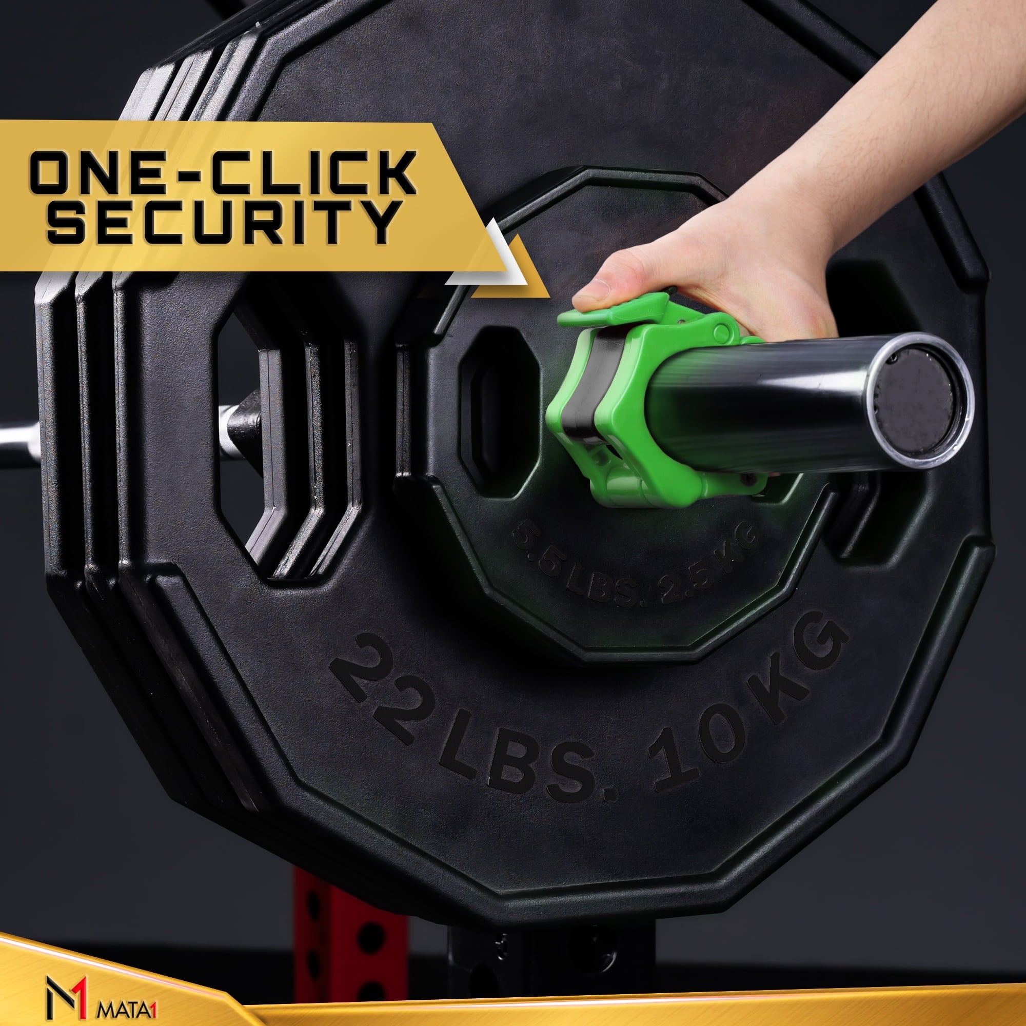 2 inch Olympic Barbell Clips Clamp Barbell Collars Set of 2 Green by Mata1-USA