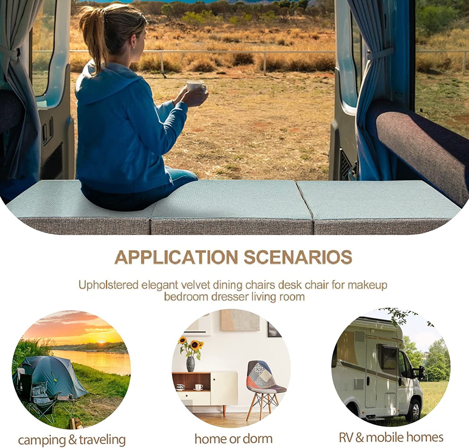 MAXYOYO Foldable Mattress, 6 Inch Foam Trifold Mattress Camping Mattress, Portable Floor Mattress Folding Bed with Washable Cover Cot Folding Mattress for Travel, Van, Guest, Grey, 32x75 Inch