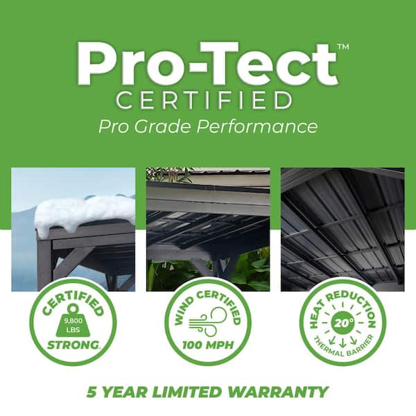 Stonebridge 20 ft. x 9 ft. 6 in. All Steel Metal Carport Pavilion Gazebo with Hard Top Steel Roof