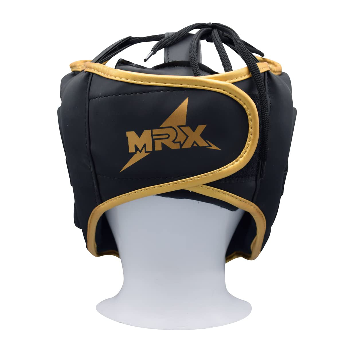 MRX Professional MMA Men Training Head Guard Judo Sparring Headgear Kickboxing Wrestling Boxing Helmet Protection for Face Forehead Ear Extra Thick Padded Cage Fighting Head Gear Black Golden S/M