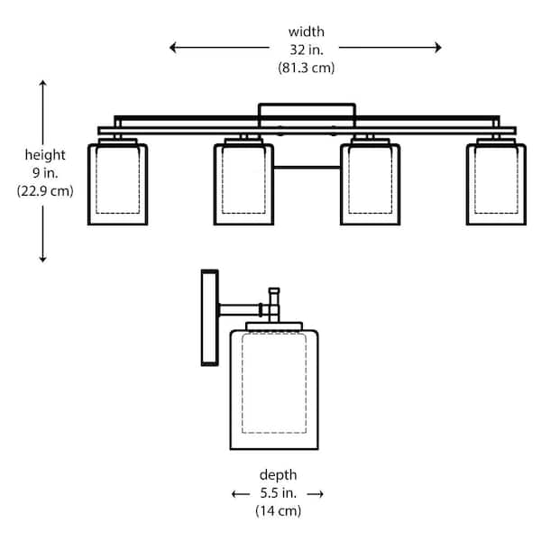 Lisbon 32 in. 4-Light Brushed Nickel Bathroom Vanity Light Fixture with Clear Glass Outer and Opal Glass Inner Shades