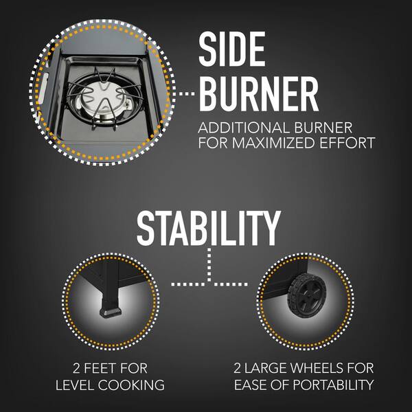 Kenmore 4 Burner Open Cart Propane Gas BBQ Grill with Side Burner, Black