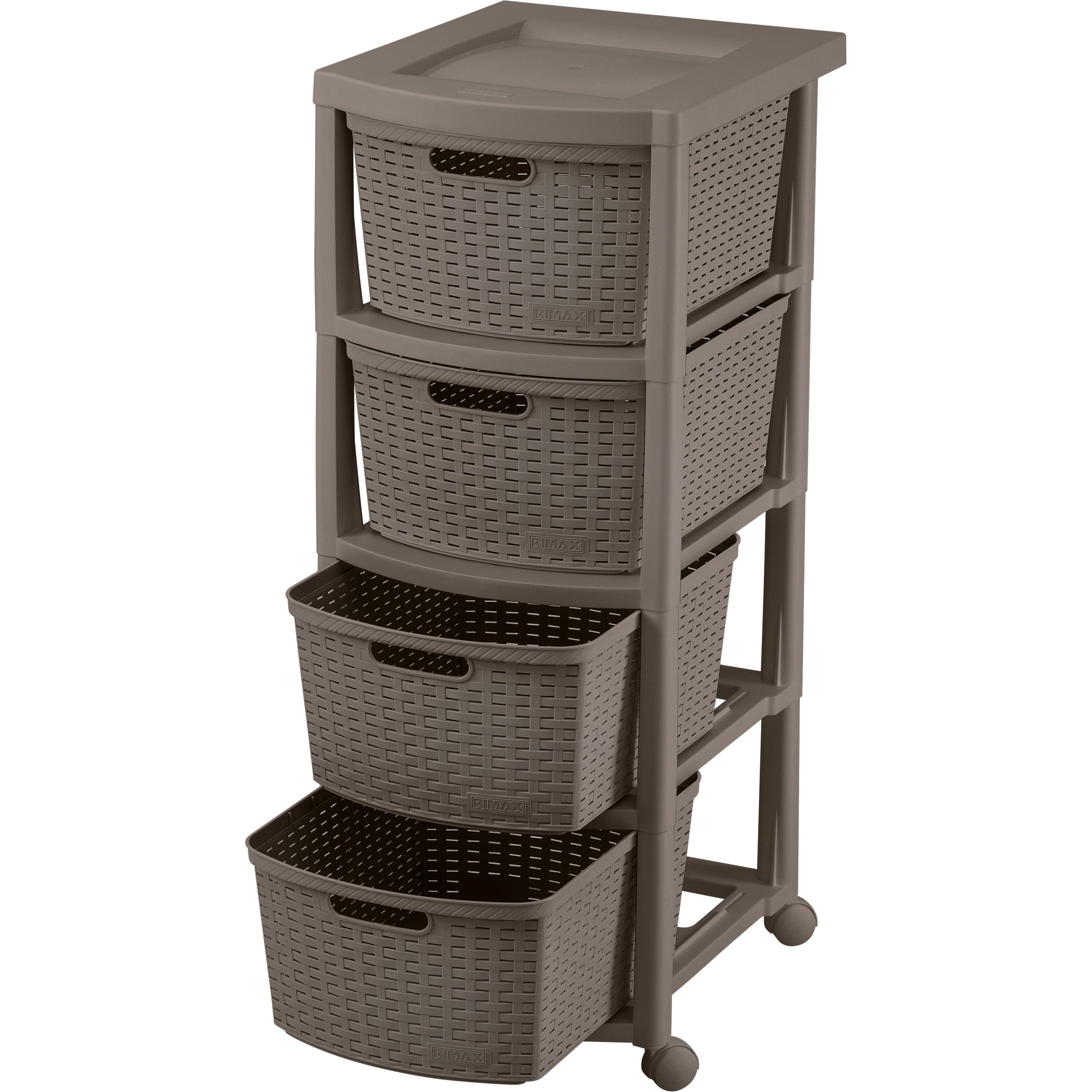 Rimax Plastic All-purpose 4-Drawer Mobile Rolling Cart, Brown
