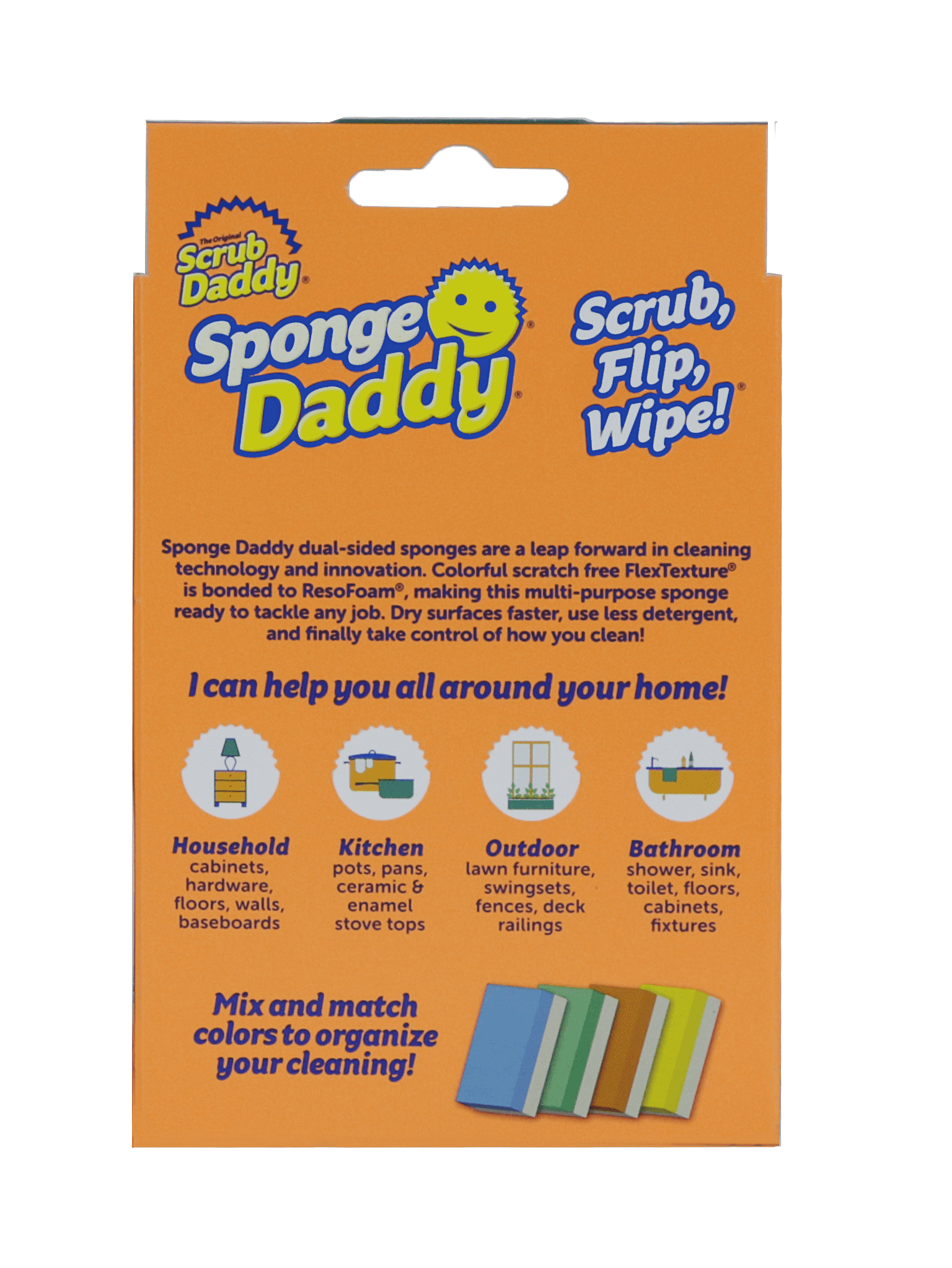 Scrub Daddy Sponge Daddy Dual-Sided Non- Scratch Sponge, 4 Count
