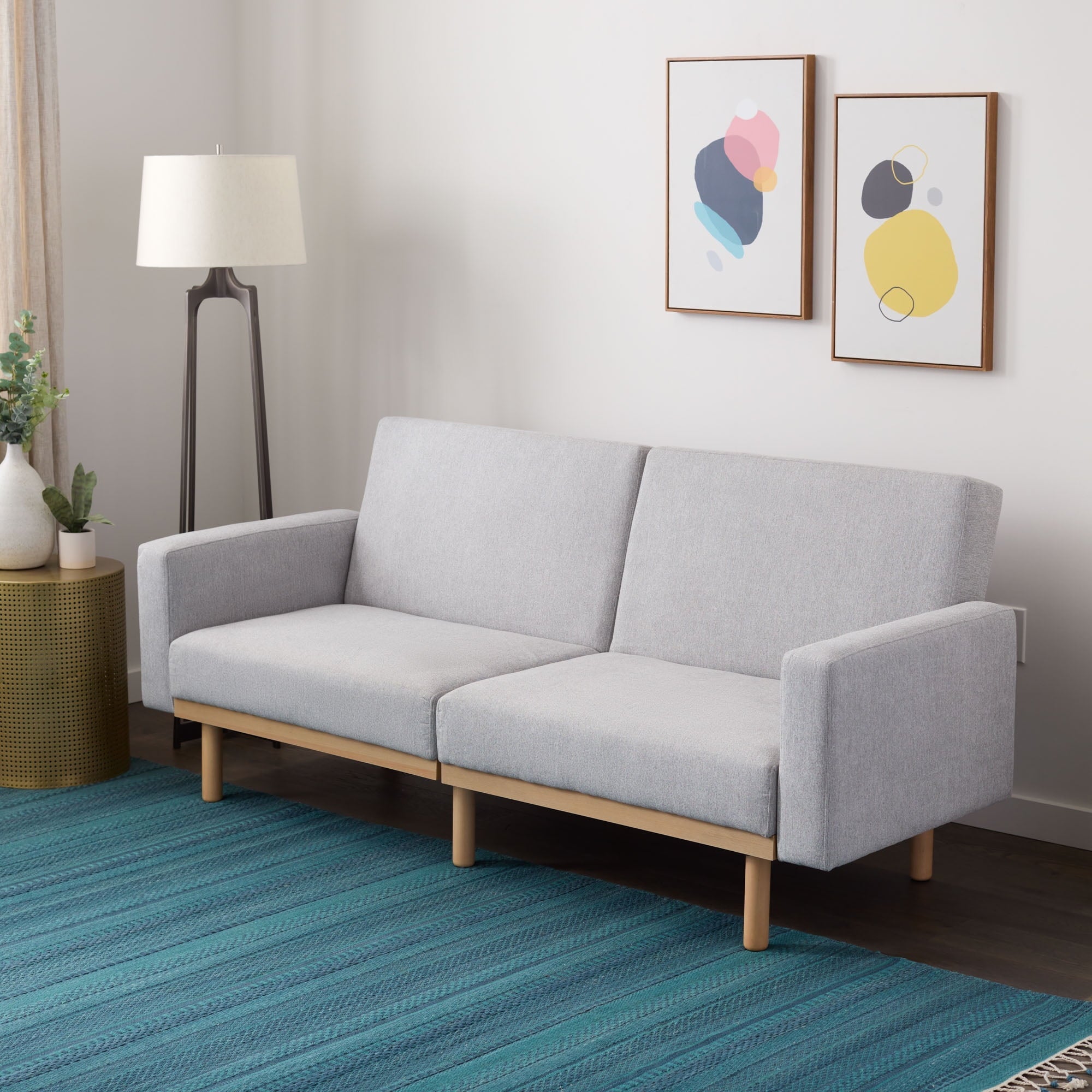 Mayview Upholstered Wood Base Futon, Light Gray