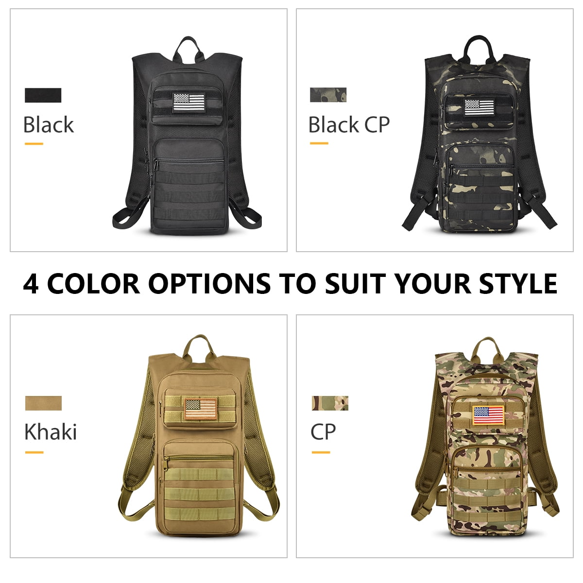 Brightify 17L Hydration Backpack with 3L TPU Water Bladder, Camel Backpack Hydration Pack for Hiking Hunting Climbing Cycling Biking Running, Molle Compatible Water Backpack for Men Women, Tan