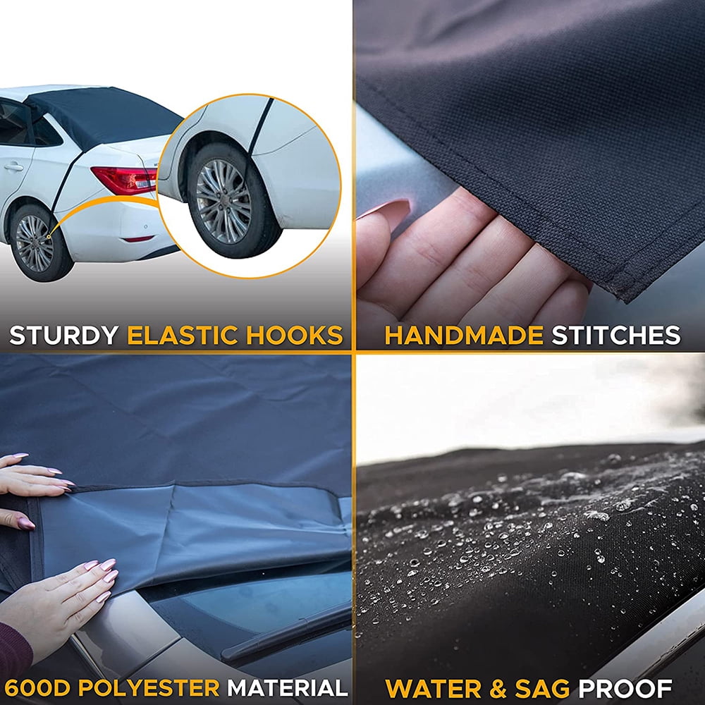 Rear Snow Cover & Car Windshield with Magnetic Edge Shade, iClover All Weather Back Window Frost Cover Protection from Snow, Ice & Sun Fits Most Cars, Suvs & Vans Winter Accessories - Rear Cover