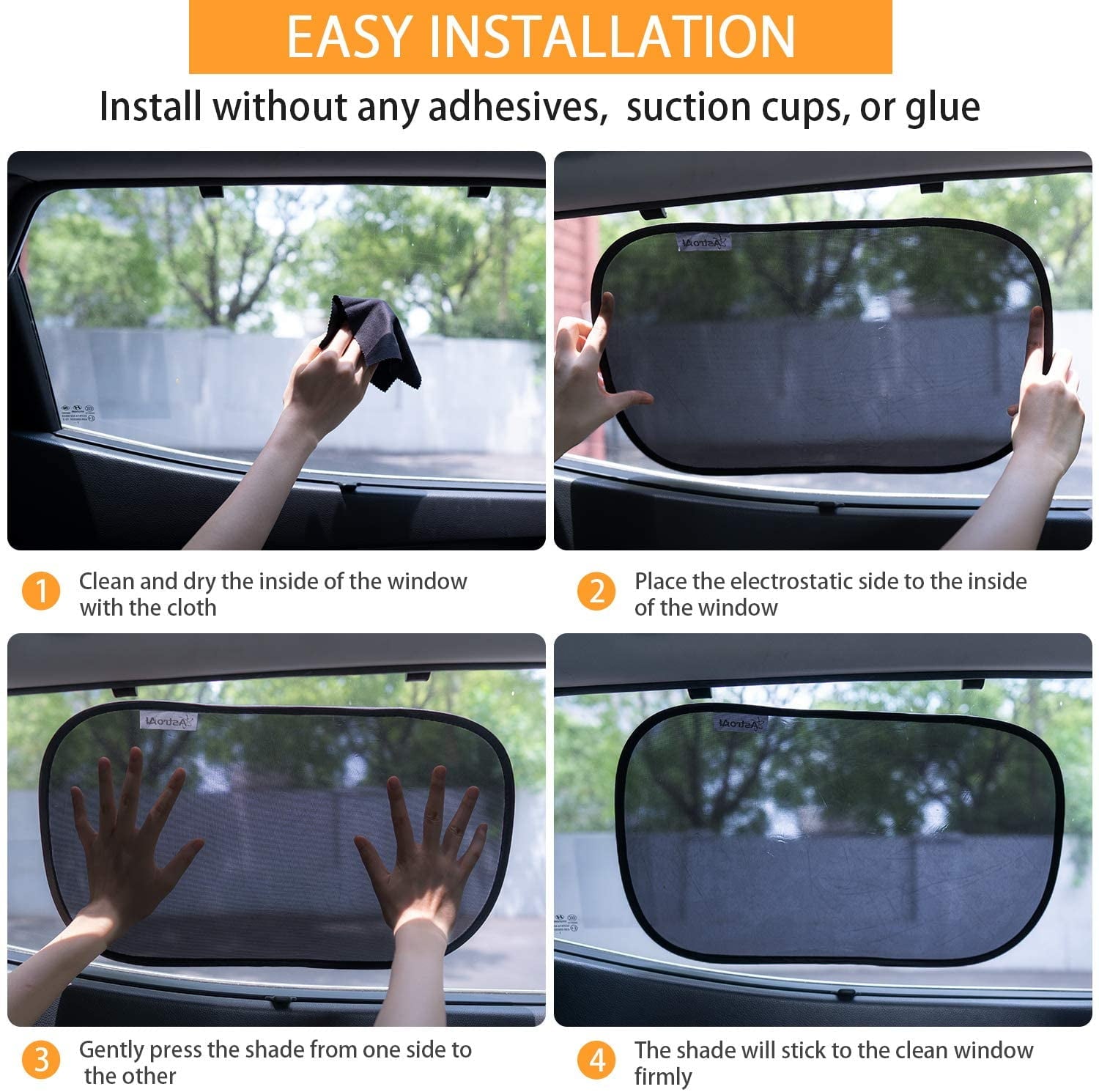 AstroAI Car Window Shade -2 Pack Semi Transparent & 2 Pack Transparent- 20