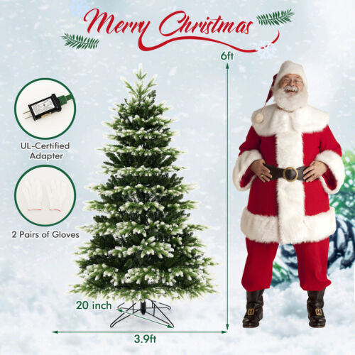 6 FT Pre-Lit Christmas Tree 3 Modes Hinged w/ Quick Power Connector & 350 Lights