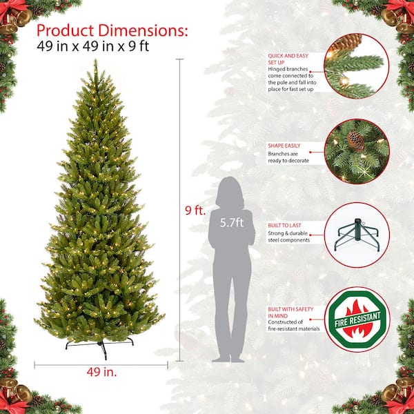 9 ft. Pre-Lit Incandescent Slim Fraser Fir Artificial Christmas Tree with 800 UL Clear Lights