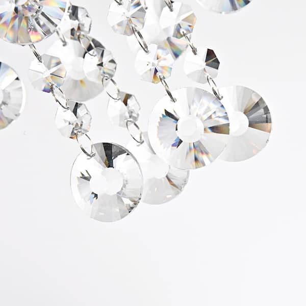 Alyvia 16 in. 4-Light Antique Black Glam Round Drum Flush Mount with Cascading Hanging Crystals