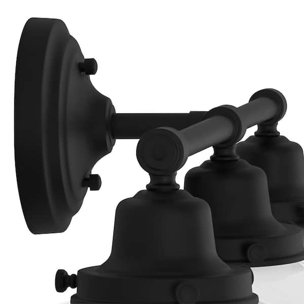 Belvedere Park 23.25 in. 3-Light Espresso Bronze Farmhouse Bathroom Vanity Light with Frosted Glass Shades